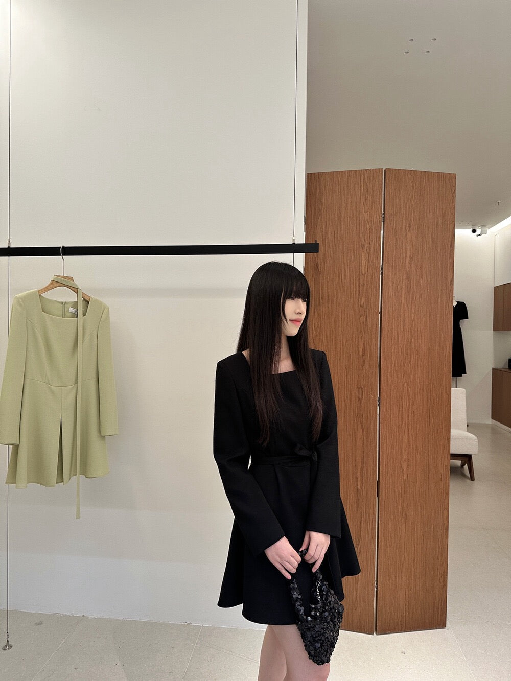 [Elegant] OL Long-Sleeve Dress (with belt)