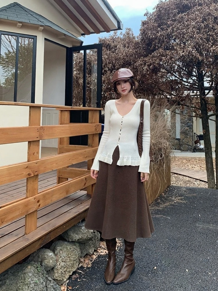 [Elegant] Waist Slimming Long Skirt