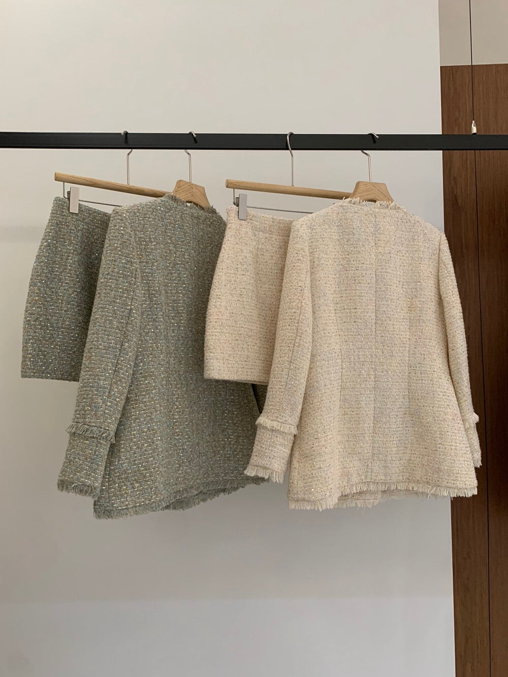 [Workwear] OL Tweed Blazer + Skirt Set