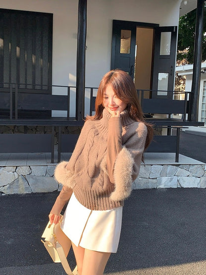 [Stylish] Korean Style High Neck Knitted Sweater