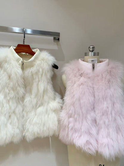 [Super Warm] Fluffy Fox Fur 90% Down Vest