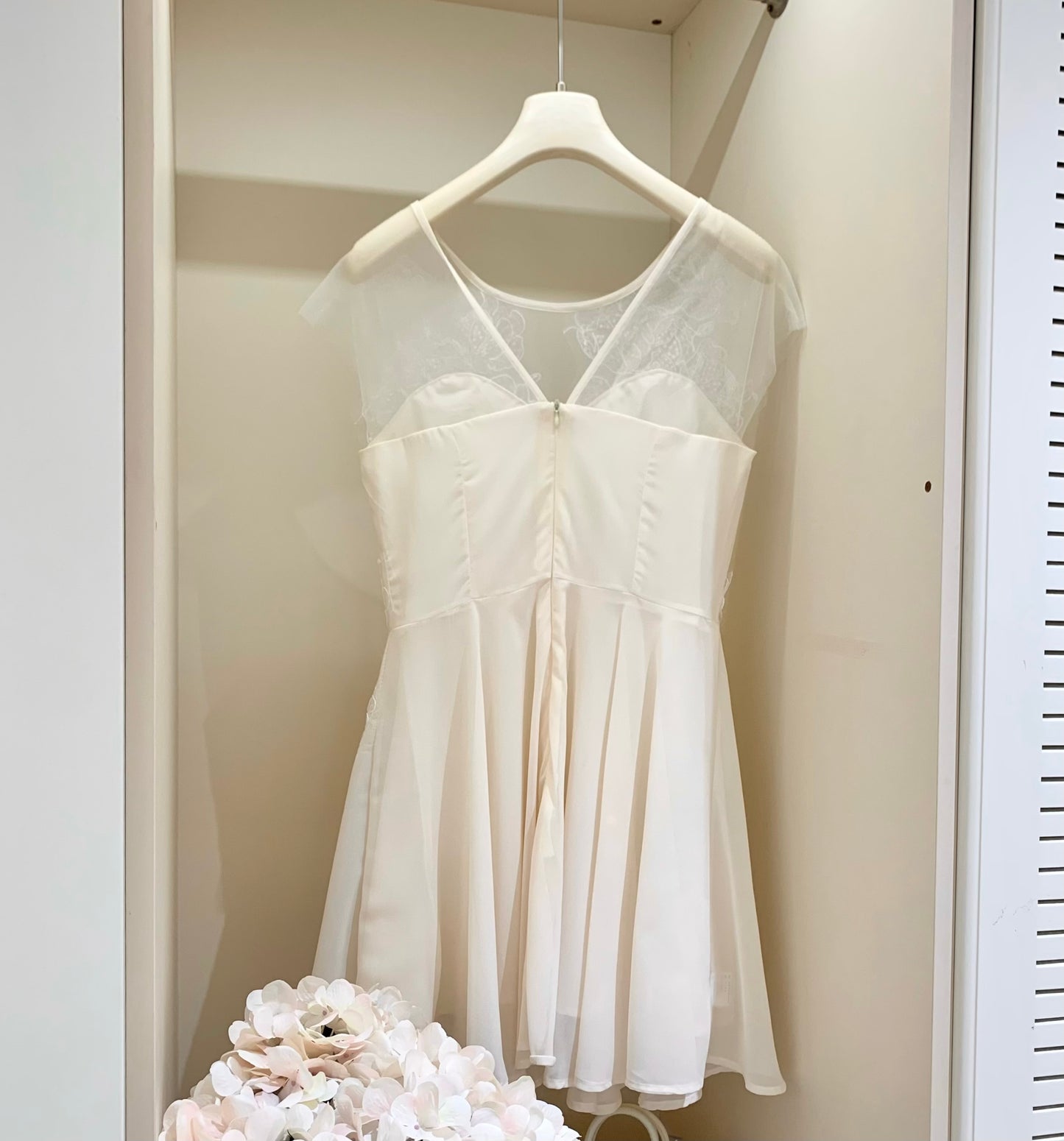 [Girlgod] Beaded Lace Mesh Overlay A-Line Dress (QF099)