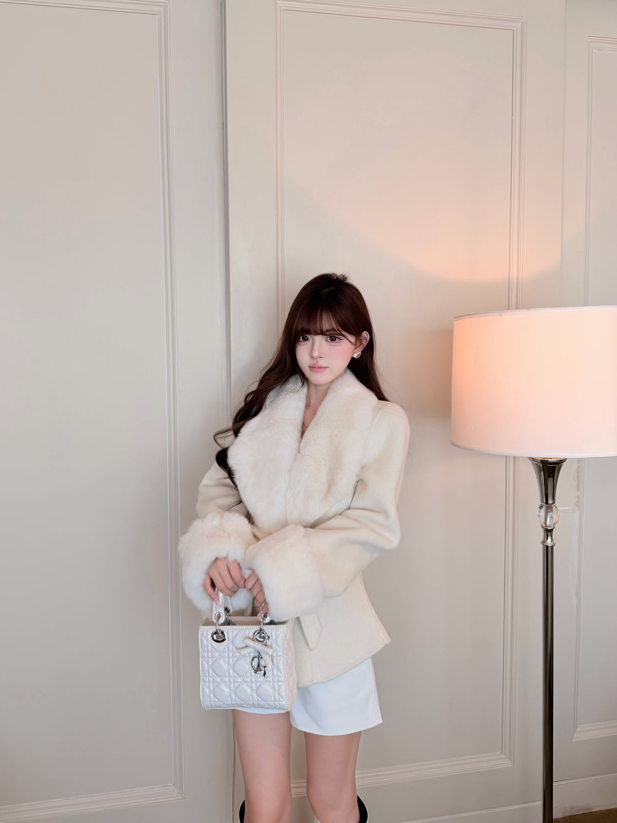 ⁠[Stylish] Fox Fur Collar Belted Double-Faced Wool Short Coat (YRDY-022)⁠