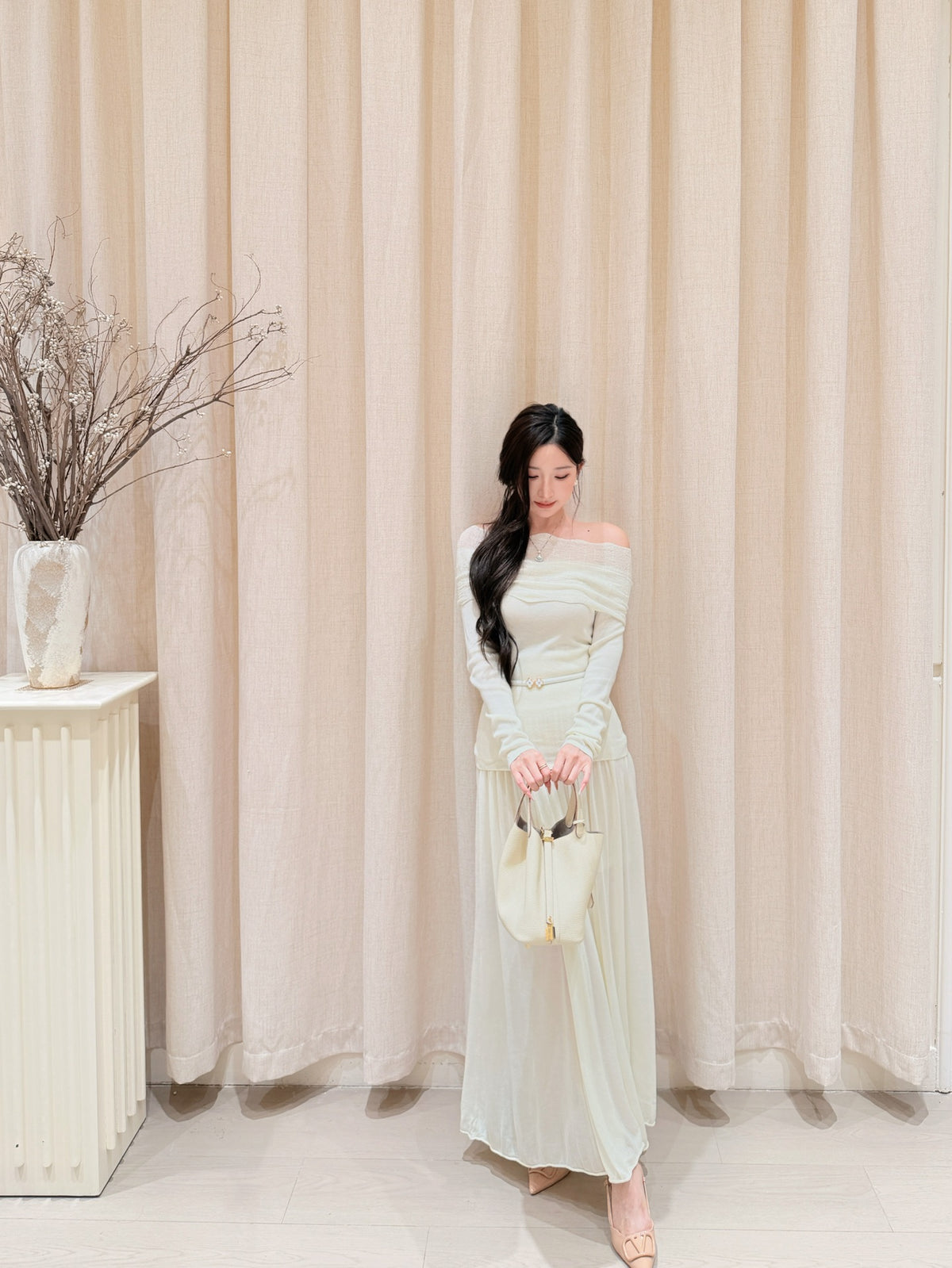 [Lumi Premium] Lyocell-Wool Flowy A-Line Skirt (YR2010)