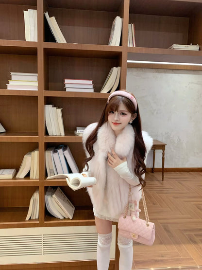 [Luxury] Elegant Fluffy Fox Fur Vest