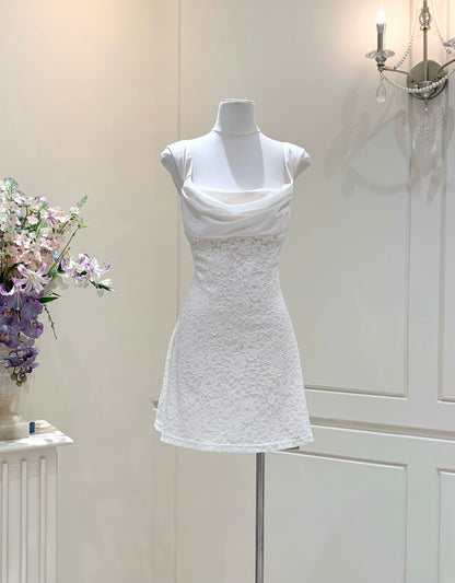 [Coquette] Back-Tie Sleeveless Lace Slip Dress (Q1199)