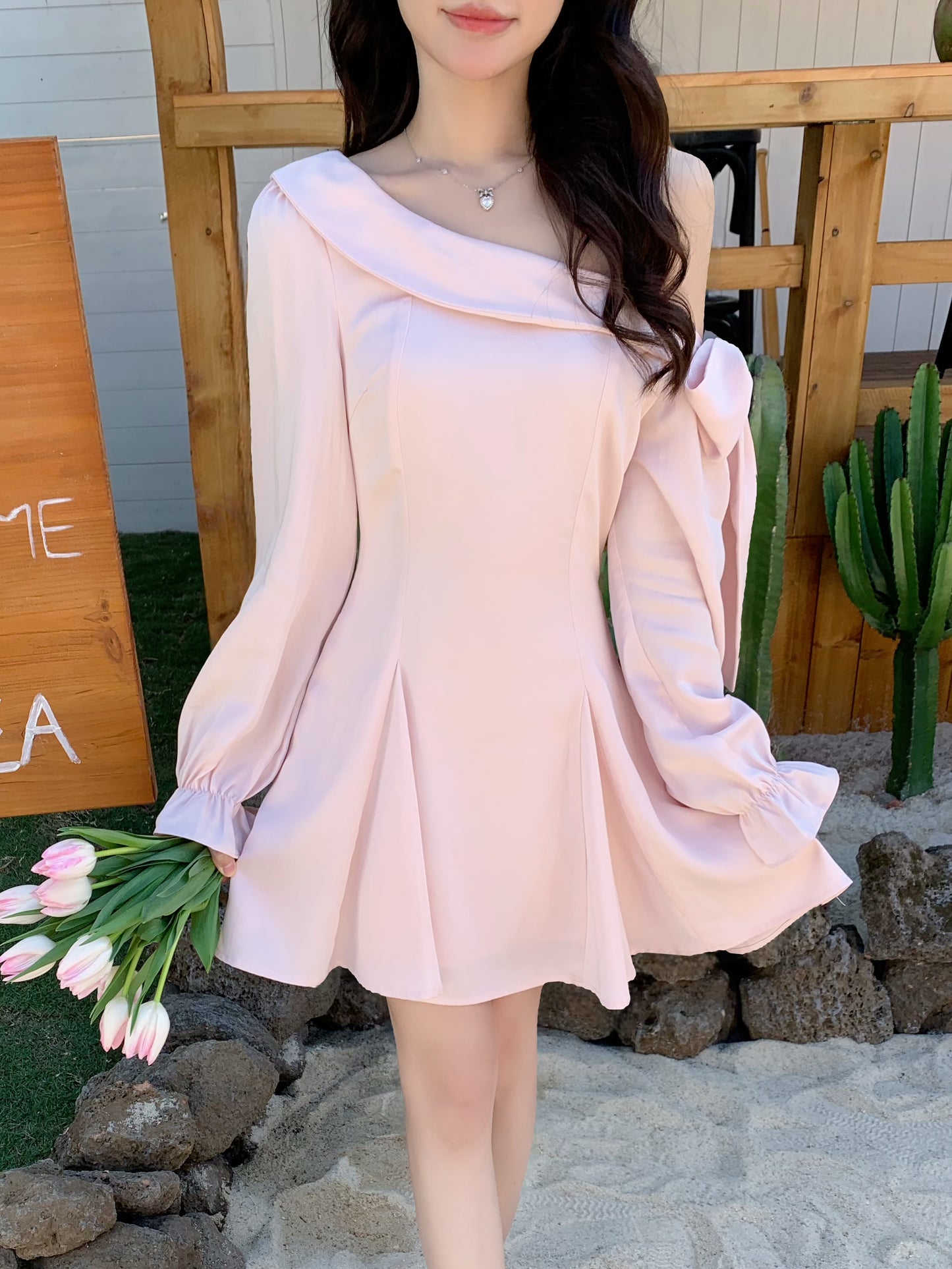 [Princess] 100% Lyocell off-shoulder Dress