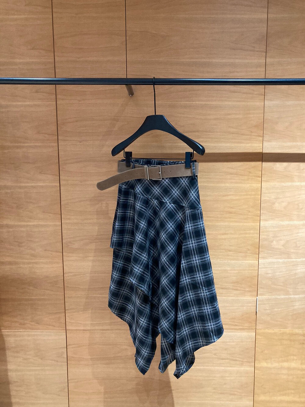 [Fashion] Designer Plaid Long Skirt (with belt)