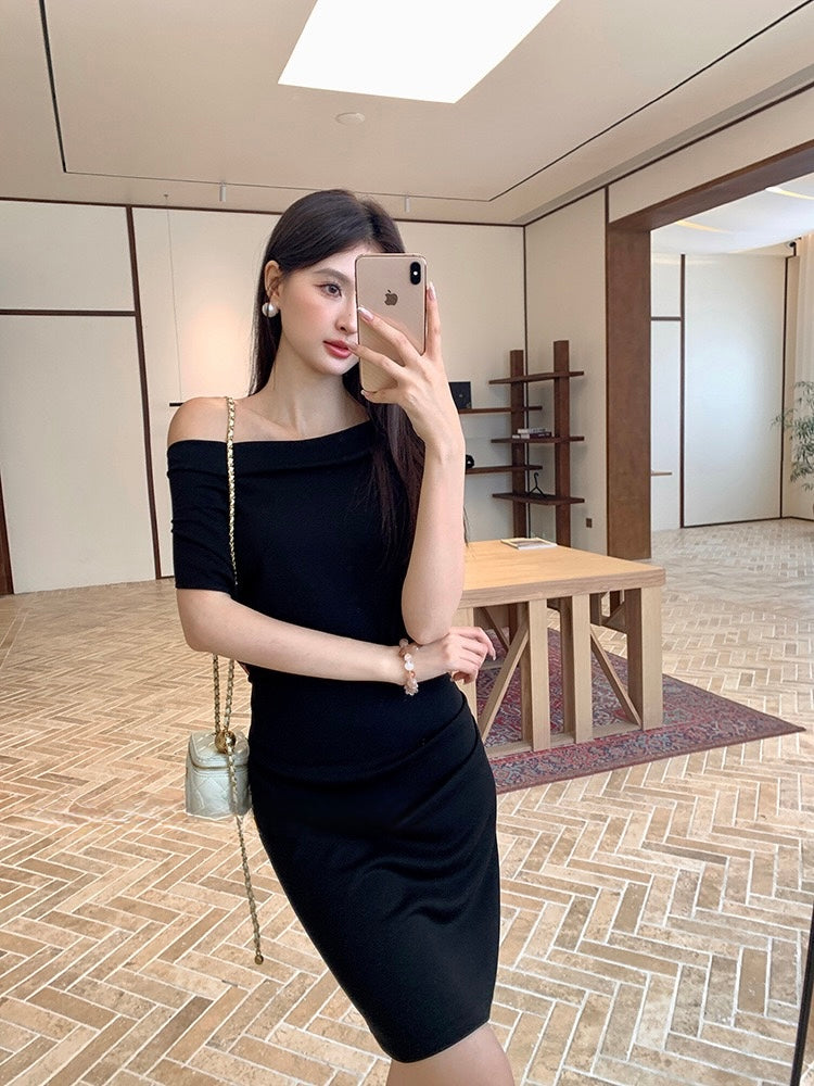 [Girly] Off-shoulder Fitted Dress