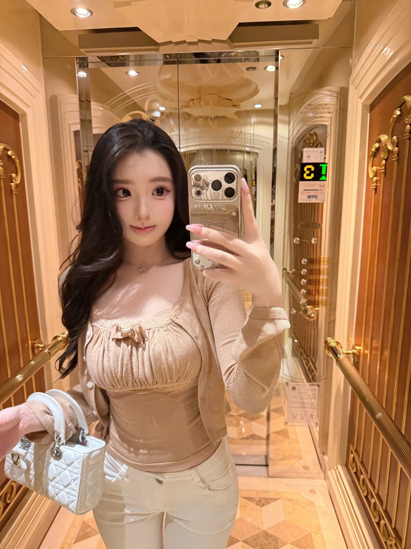 [Coquette] Soft Lace Trim Knit Cami and Cardigan Set (MYQ-01)⁠