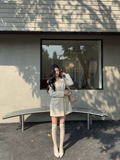 [Stylish] Designer Slimfit Blazer Skirt (with belt)