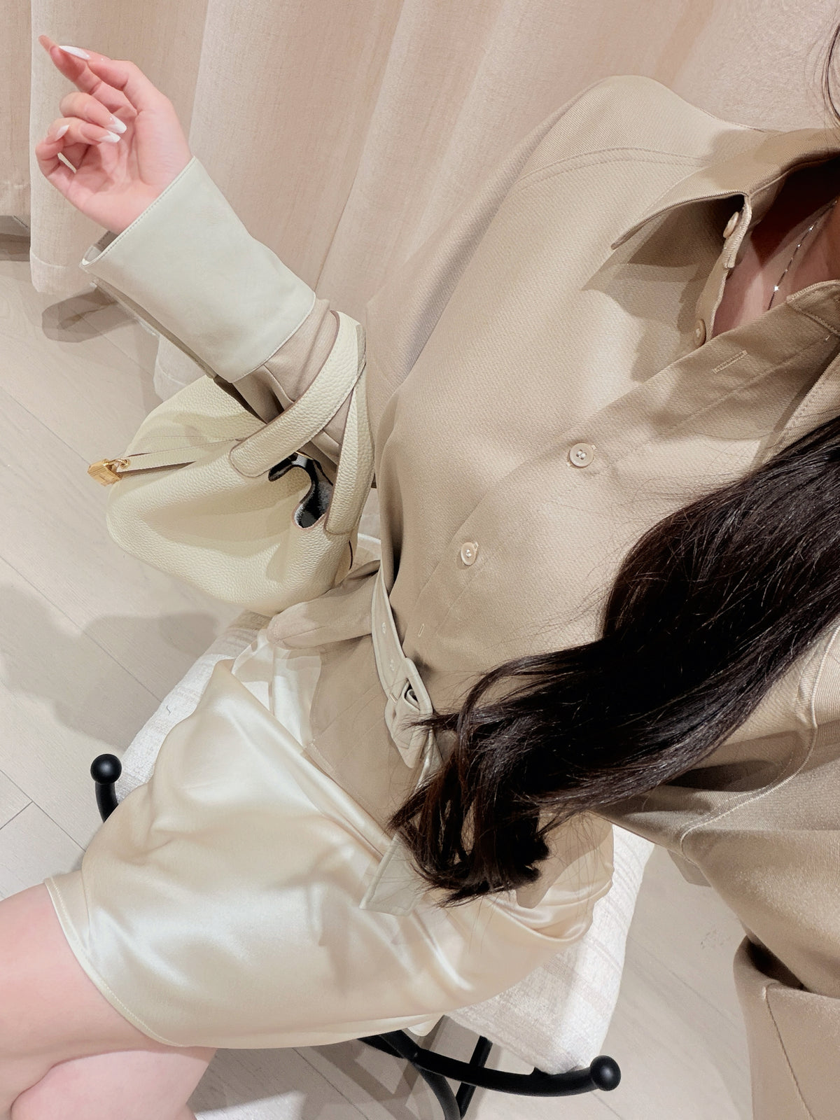 [Lumi Premium] Lyocell-Wool Belted Shirt Jacket (YR2008)