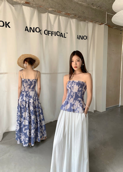 [Vacation] Artist Printing Flower Long Dress