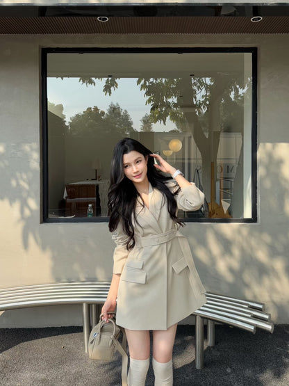 [Stylish] Designer Slimfit Blazer Skirt (with belt)