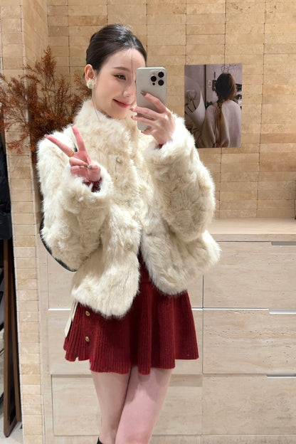 [Fluffy] Winter Synthetic Faux Fur Jacket