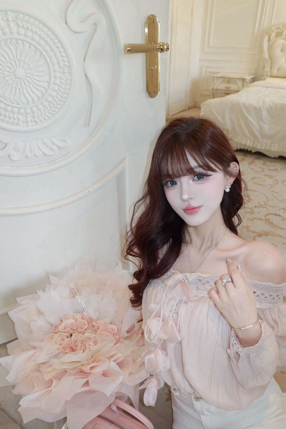 [Flower] Girlgod off-shoulder Top