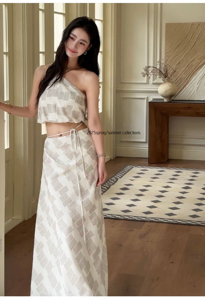 [Vacation] Designer Top + Long Dress Set