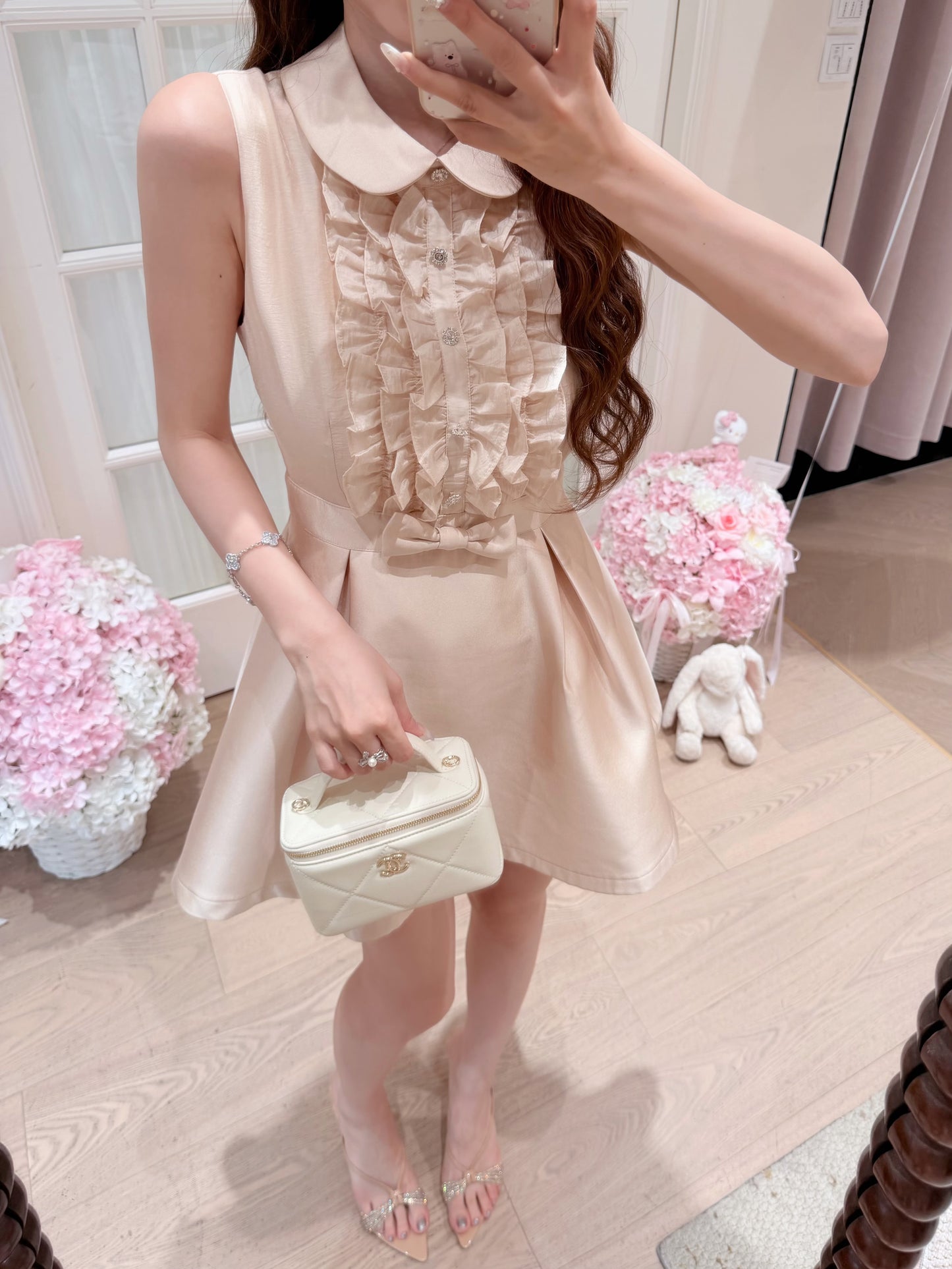 [Preppy] Peter Pan Collar Bow A-Line Mini Dress (Q1177)