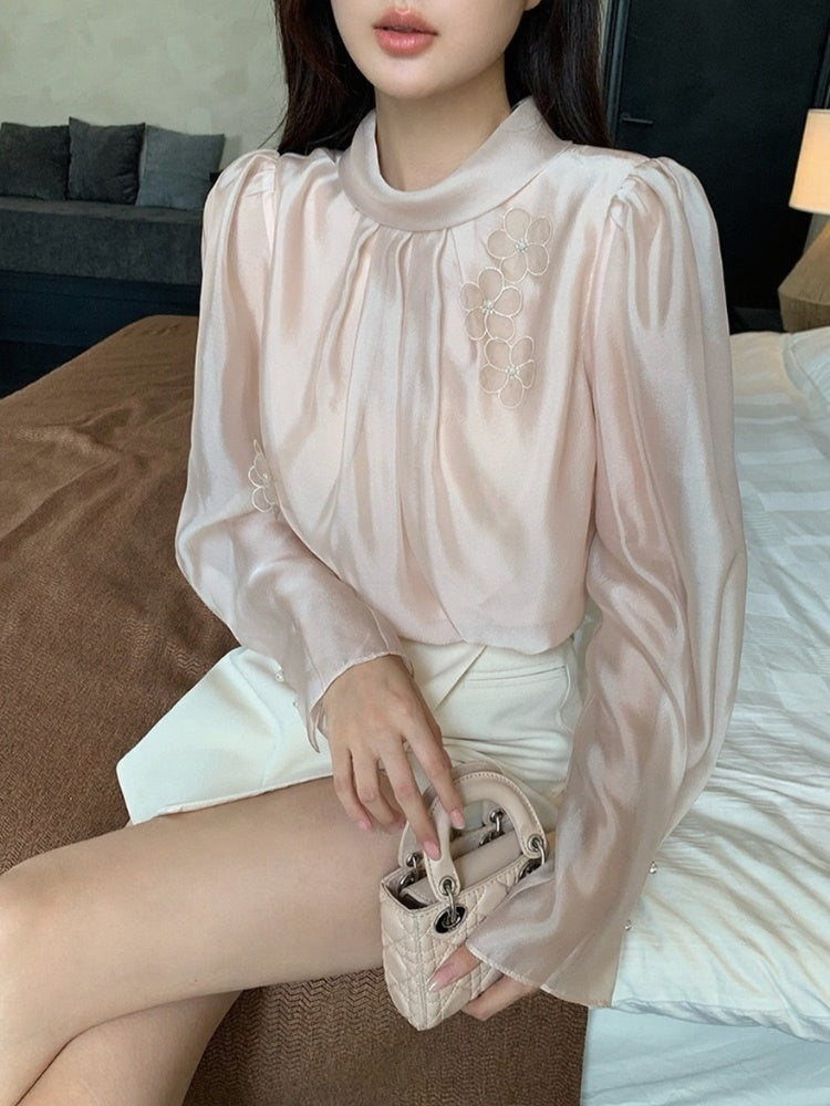 [Workwear] Elegant Chiffon Long-Sleeve Shirt