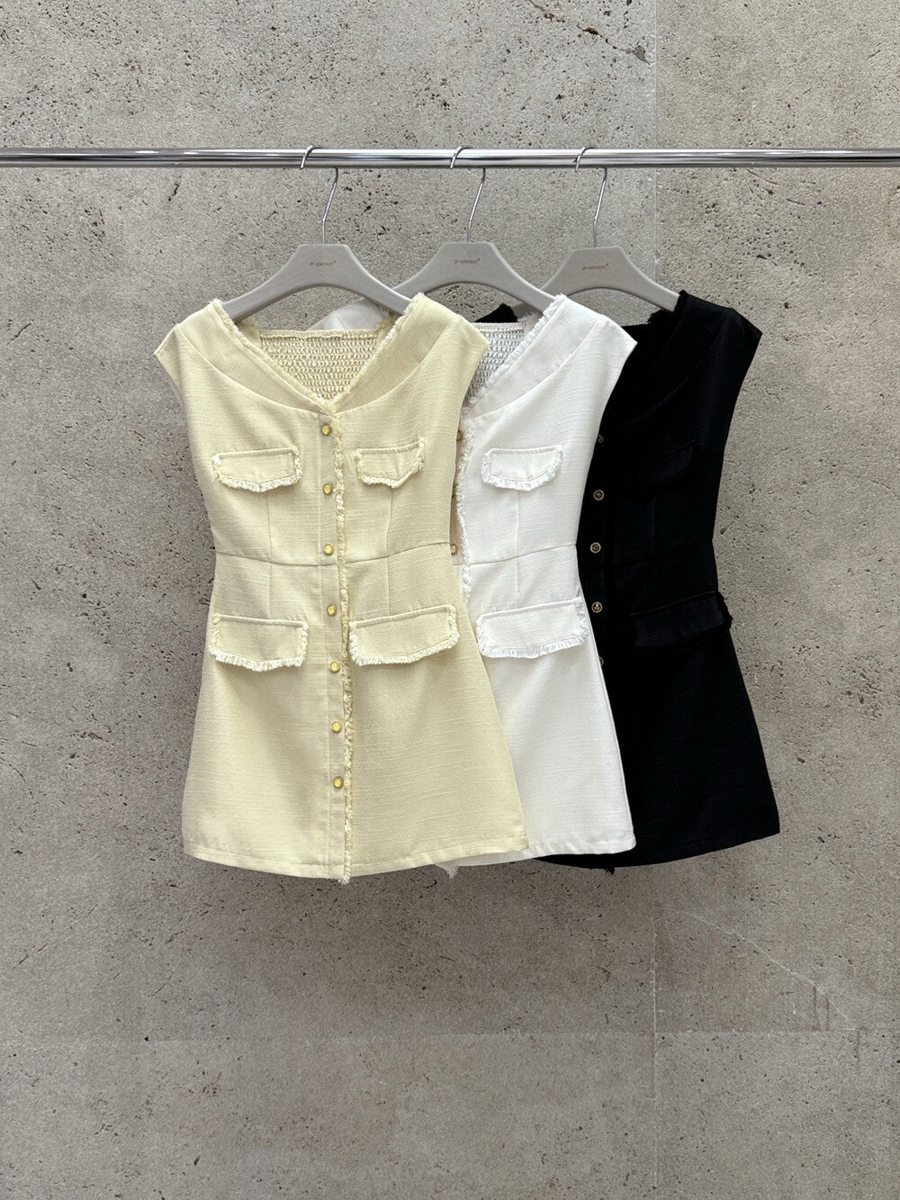 [Elegant] Workwear Tweed V-neck Dress