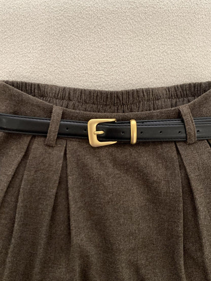 [Versatile] Pleated Long Skirt(with belt)