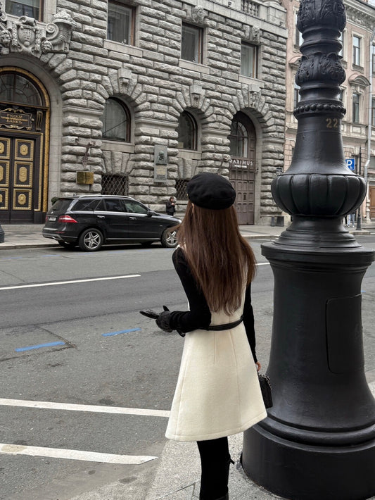 [Luxury] 90% Wool OL One-piece Dress (with belt)
