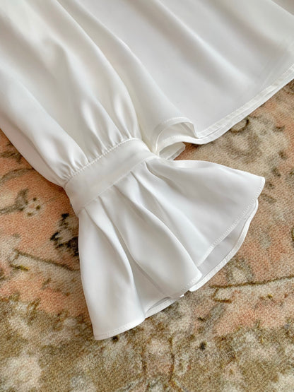 [Coquette] Pleated Chiffon Bow Blouse (Q1516)