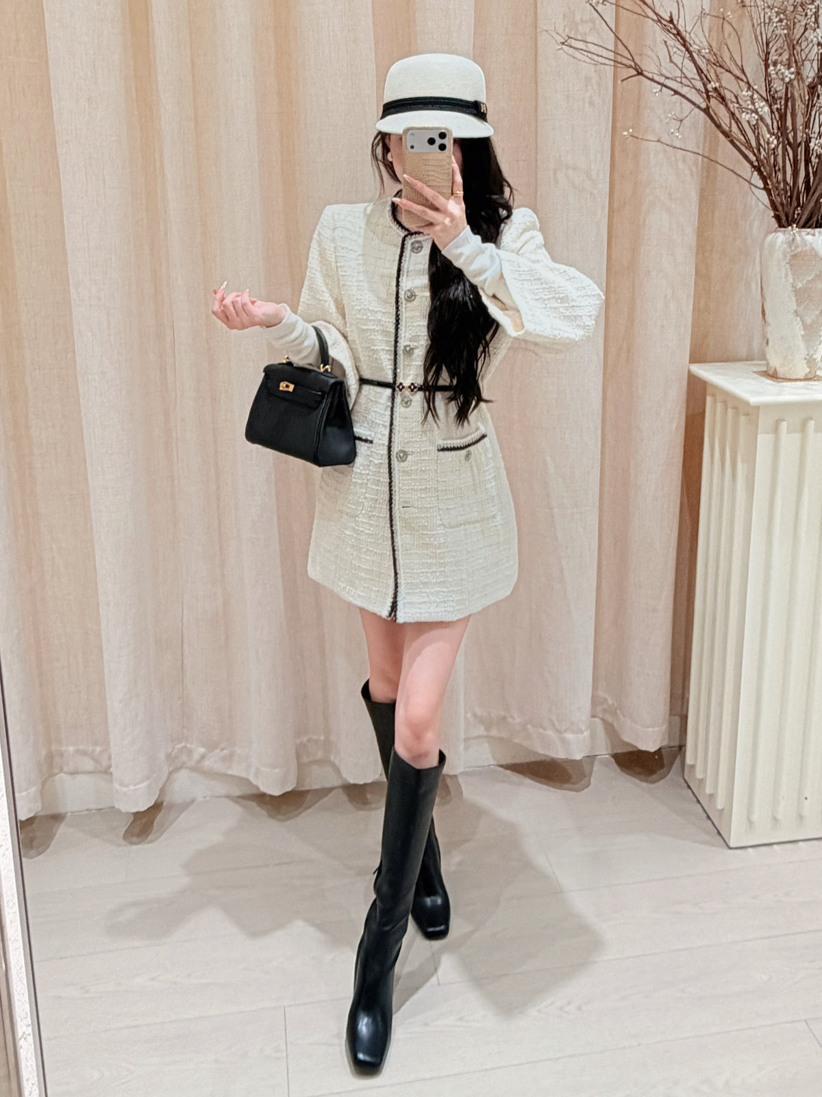 [Lumi Premium] 100% Wool French Tweed Long Jacket (YR2012)