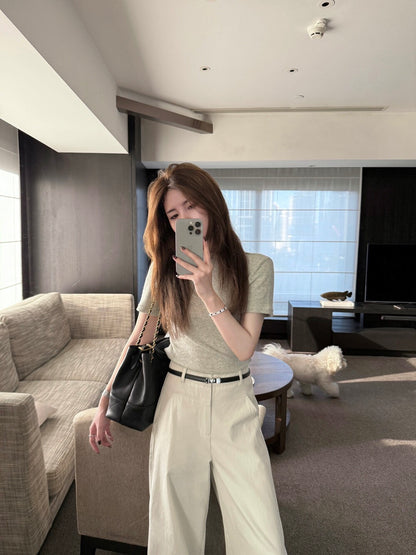 [Old Money] 100% Cotton Premium Slim Pants (with belt)