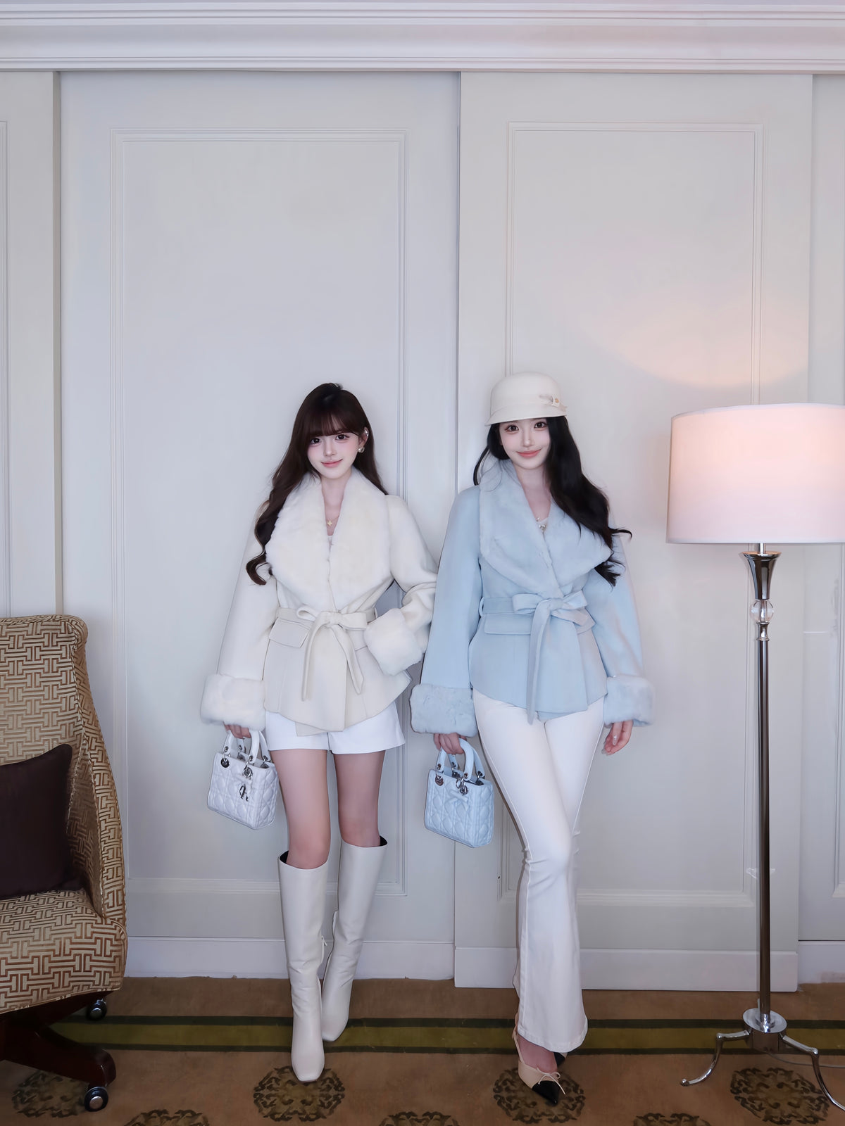 ⁠[Stylish] Fox Fur Collar Belted Double-Faced Wool Short Coat (YRDY-022)⁠