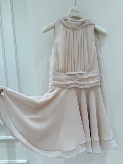 [Elegant] Chiffon Pink& Beige Dress (Q1056)