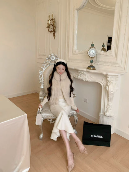 [Luxury] Elegant Fluffy Fox Fur Vest