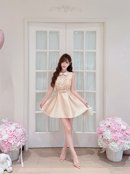 [Preppy] Peter Pan Collar Bow A-Line Mini Dress (Q1177)