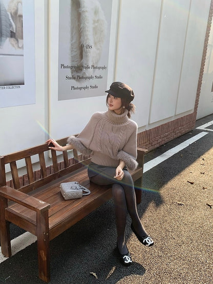 [Stylish] Korean Style High Neck Knitted Sweater