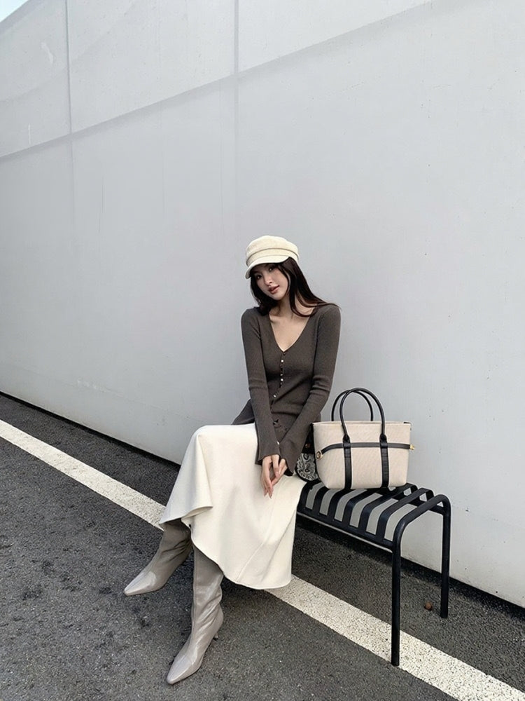[Elegant] Waist Slimming Long Skirt