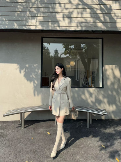 [Stylish] Designer Slimfit Blazer Skirt (with belt)