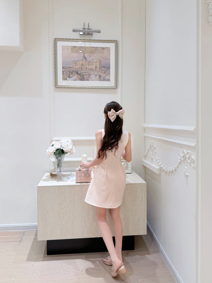 [Elegant] Sleeveless V-Neck Lace Cocktail Dress (Q1210)