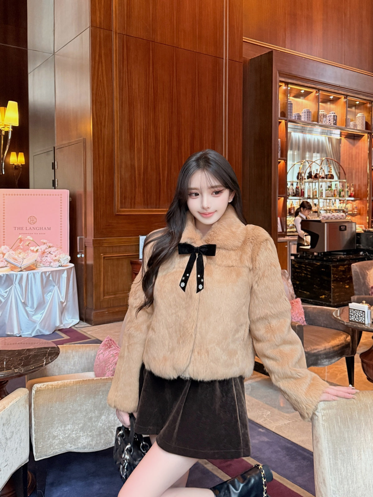 ⁠[Bestseller] Rabbit Fur Ribbon Bow Jacket (PC-015)⁠