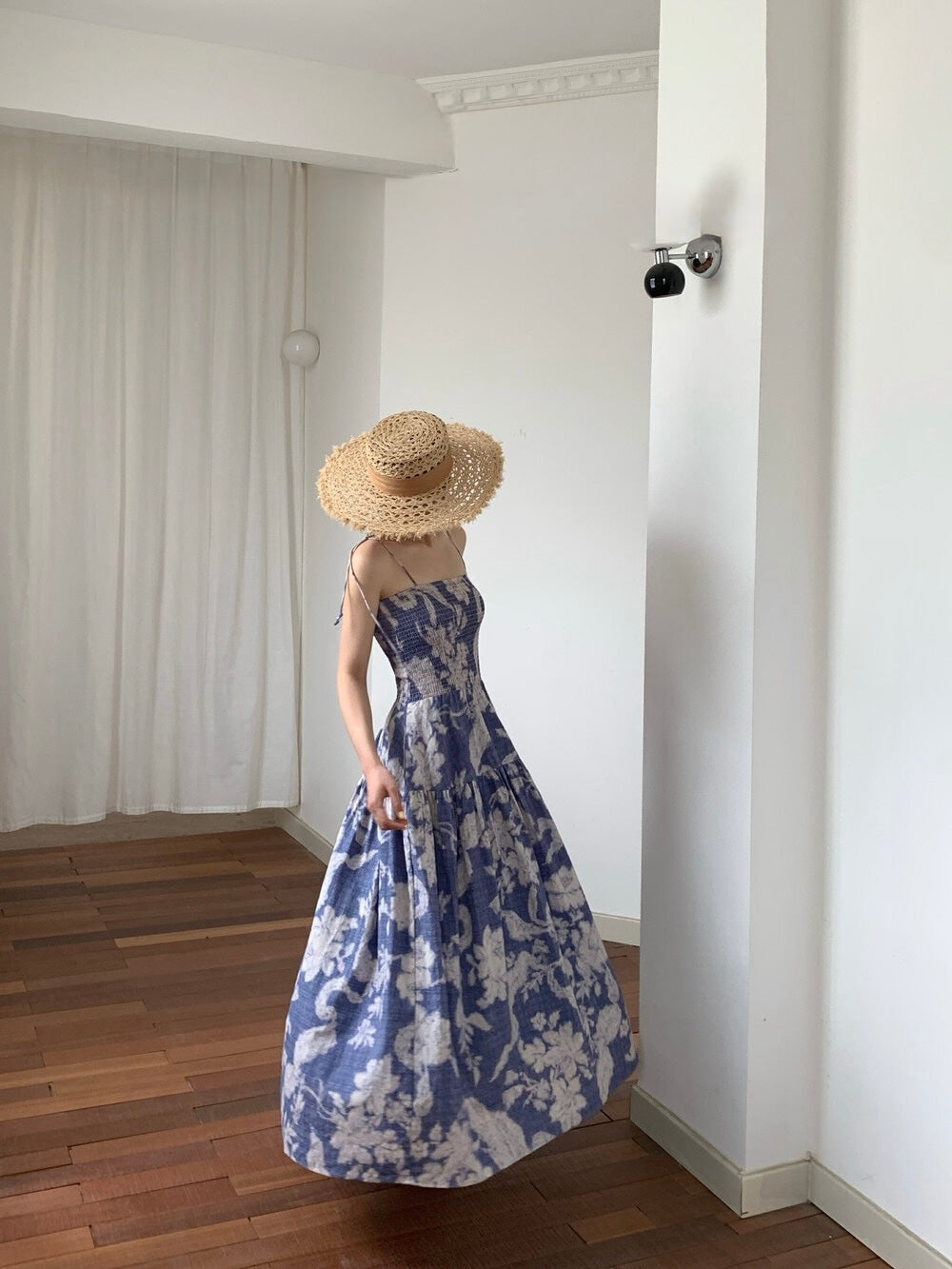 [Vacation] Artist Printing Flower Long Dress