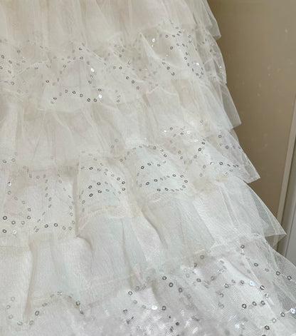 [Office to Date] Tailored Blazer Vest + Sequin Tiered Tulle Skirt Set (Q1212+Q1181)