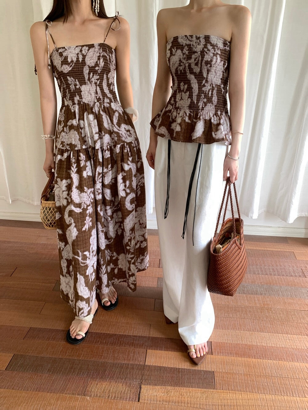 [Vacation] Artist Printing Flower Long Dress
