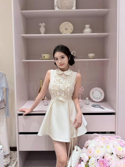 [Preppy] Peter Pan Collar Bow A-Line Mini Dress (Q1177)