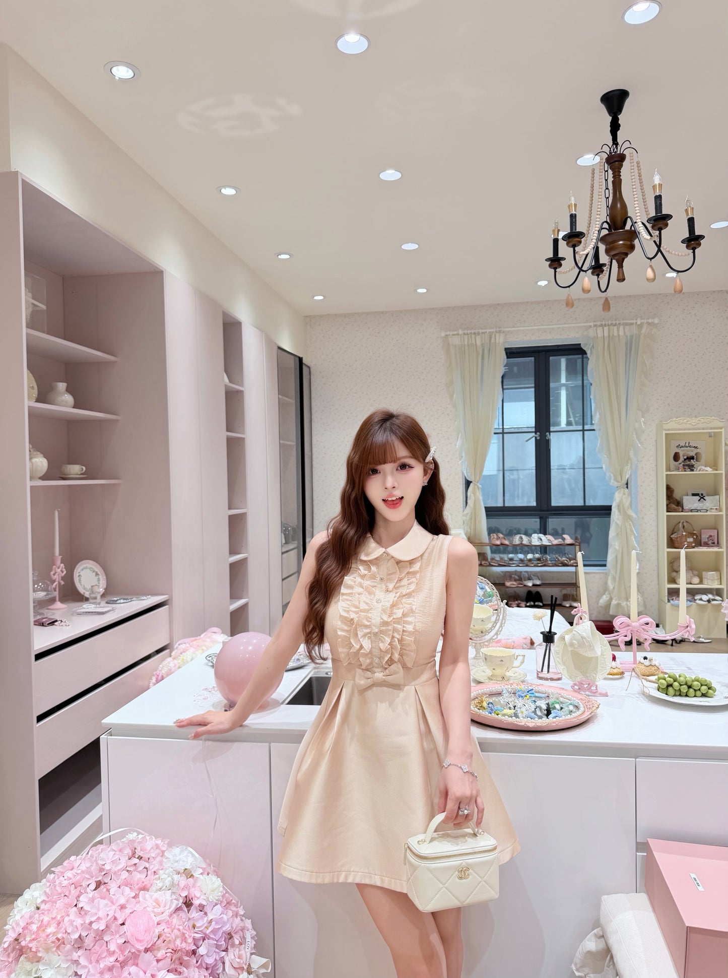 [Preppy] Peter Pan Collar Bow A-Line Mini Dress (Q1177)