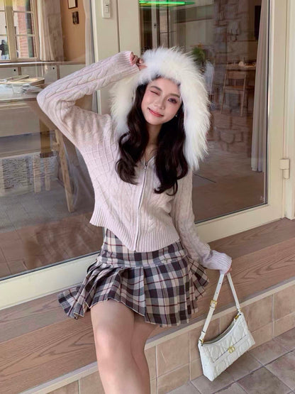 [Girly] Pleated short A-line skirt