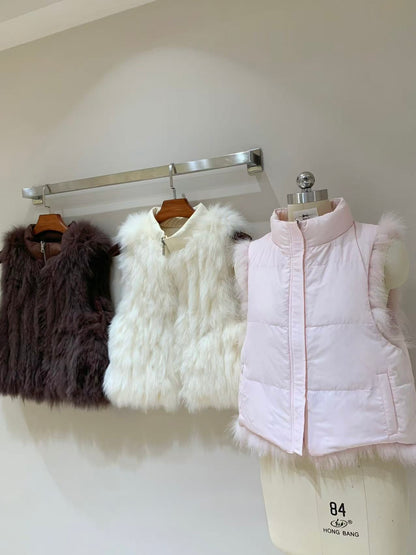 [Super Warm] Fluffy Fox Fur 90% Down Vest