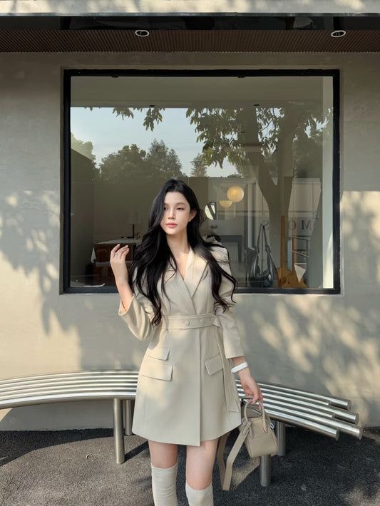 [Stylish] Designer Slimfit Blazer Skirt (with belt)