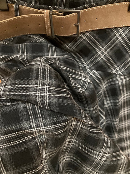 [Fashion] Designer Plaid Long Skirt (with belt)