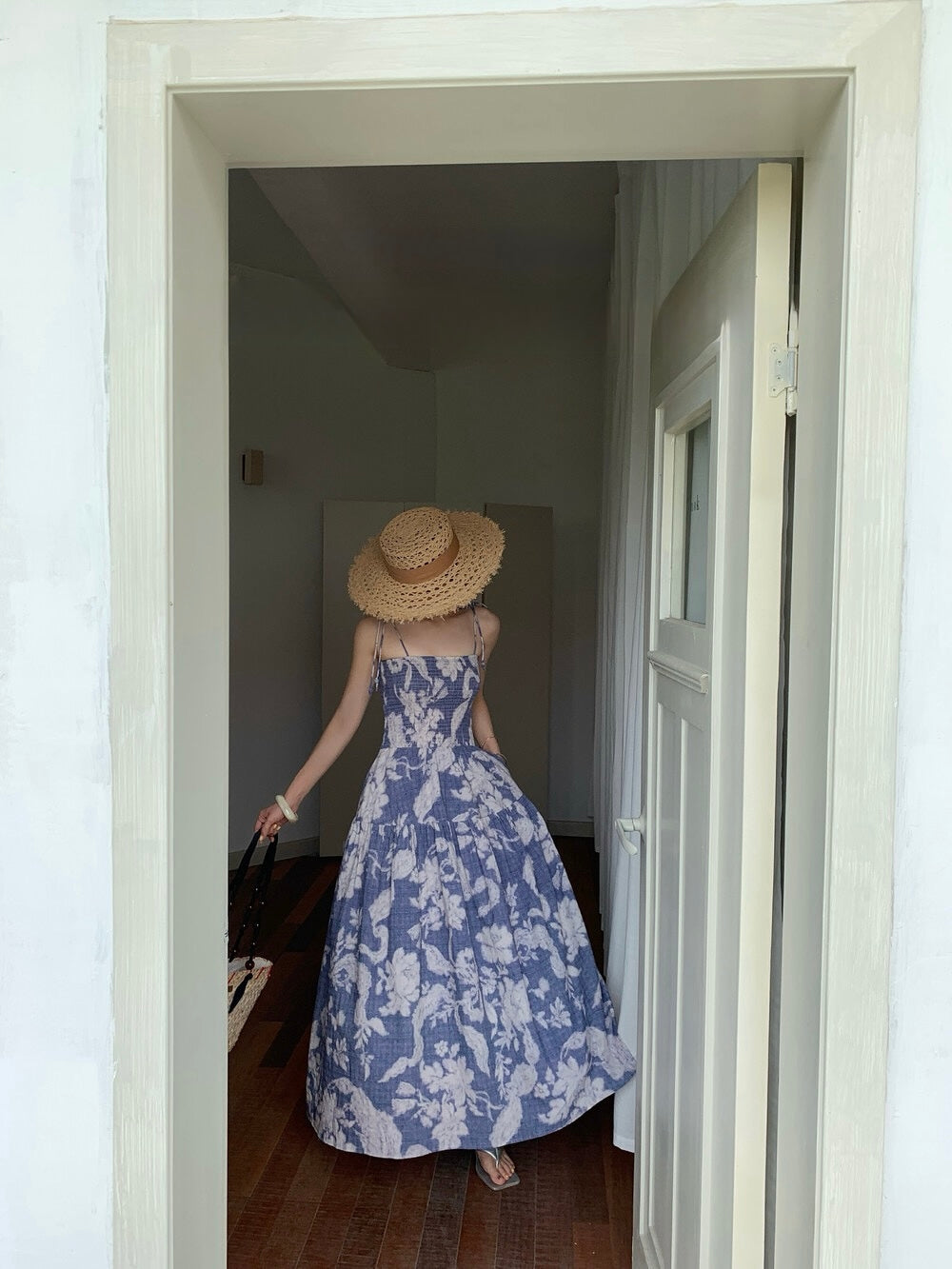 [Vacation] Artist Printing Flower Long Dress