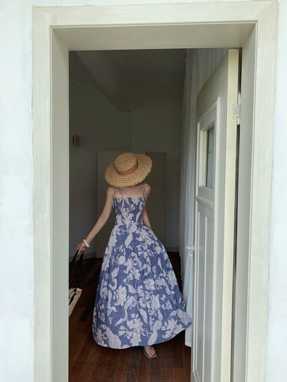 [Vacation] Artist Printing Flower Long Dress