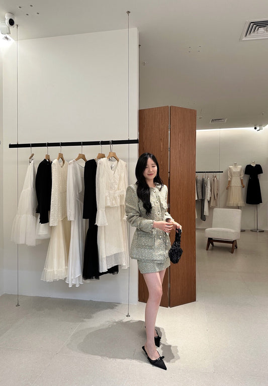 [Workwear] OL Tweed Blazer + Skirt Set